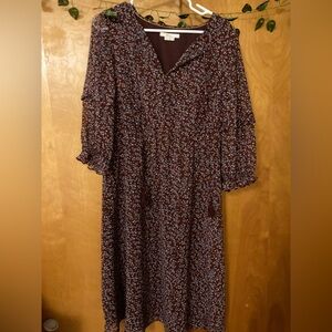 Boden Maroon Burgundy floral pattern dress size 8R.